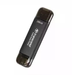 Transcend 256GB, External SSD, ESD310C, USB 10Gbps, Type C/A, Black