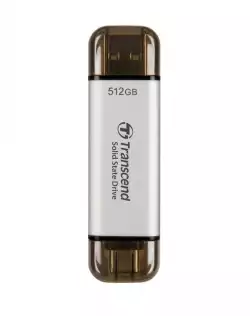 Transcend 512GB, External SSD, ESD310S, USB 10Gbps, Type C/A, Silver