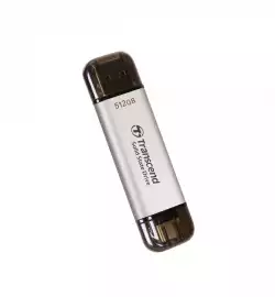 Transcend 512GB, External SSD, ESD310S, USB 10Gbps, Type C/A, Silver                          