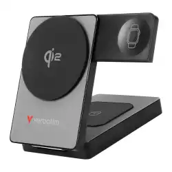 Verbatim Foldable 3-in-1 Qi2 Magnetic Wireless Power Bank 5000 mAh Grey