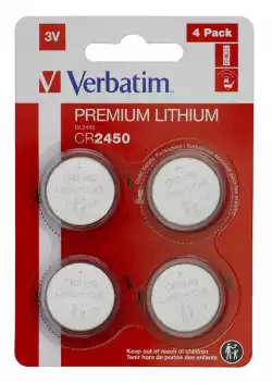 Verbatim LITHIUM BATTERY CR2450 3V 4 PACK Verbatim LITHIUM BATTERY CR2450 3V 4 PACK
