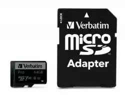 Verbatim PRO micro SDXC 64GB Class 10 UH (Incl. Adaptor)