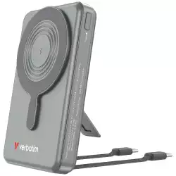 Verbatim Power Bank Magnetic Wireless 10.000 mAh C+C Display Grey Verbatim Power Bank Magnetic Wireless 10.000 mAh C+C Display Grey