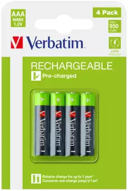 Verbatim RECHARGEABLE BATTERY AAA 4 PACK / HR03