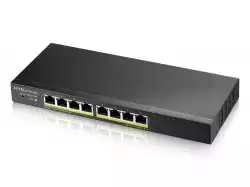 ZyXEL GS1915-8EP, 8-port GbE PoE Smart hybrid mode Switch, standalone or NebulaFlex Cloud, 60 Watt 802.3at, desktop, fanless