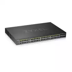 ZyXEL GS1920-48HPv2, 50 Port Smart Managed PoE Switch 44x Gigabit Copper PoE and 4x Gigabit dual pers., hybrid mode, standalone or NebulaFlex Cloud, 375 Watt PoE                          