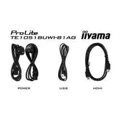 Дисплей IIYAMA TE10518UWI-B1AG 104,6" 40-Points PureTouch-IR, VA Panel, AG, 21:9, 5K UHD 5120x2160, 450cd/m2, 4000:1, 6,5ms, Android 13 OS, iiWare 11, EShare, WiFi, OPS slot, A311D2 Quad core A76+A55, 8GB, 64GB, 4x HDMI, DP, 2x USB-C, RS232, HDMI Out, 6x USB, LAN, 16/7, VESA, Black