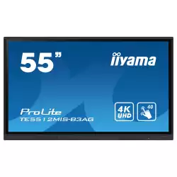 Дисплей IIYAMA TE5512MIS-B3AG, 55" IPS panel, Thin bezel, AG, 16:9, 4K 3840 x 2160, 400cd/m2, 1200:1, 8ms, PureTouch-IR, VGA, 3x HDMI, USB-C, 4x USB, RS232c, LAN, IR, SPDIF, HDMI Out, Speakers, 24/7, WiFi, BT, QC A55 CPU, 8GB, 64GB, OPS slot, Android 11, iiWare 10, VESA, Black