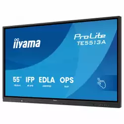 Дисплей IIYAMA TE5513A-B1AG, 55" IPS panel, Google EDLA, AG, 4K 3840x2160, 450cd/m2, 1200:1, 8ms, PureTouch-IR, Android 14, iiWare 21E, iiControl, Quick Radial Menu, 2x HDMI, DP, 2x USB-C, 2x LAN, 3x USB, RS232C, HDMI Out, Speakers, WiFi, BT, Quad-Core, 8GB, 128GB, OPS slot, Black