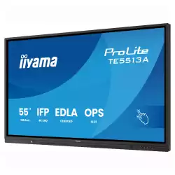 Дисплей IIYAMA TE5513A-B2AG, 54.6 inch IPS panel, Google EDLA, AG, 3840x2160, 500cd/m2, 1200:1, 8ms, PureTouch-IR, Android 14, iiWare 21E, Quick Radial Menu, 2x HDMI, DP, 2x USB-C, LAN, 4x USB, RS232C, HDMI Out, Speakers, WiFi, BT, Octa Core, 24/7, Black