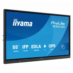 Дисплей IIYAMA TE5513A-B2AG, 54.6 inch IPS panel, Google EDLA, AG, 3840x2160, 500cd/m2, 1200:1, 8ms, PureTouch-IR, Android 14, iiWare 21E, Quick Radial Menu, 2x HDMI, DP, 2x USB-C, LAN, 4x USB, RS232C, HDMI Out, Speakers, WiFi, BT, Octa Core, 24/7, Black