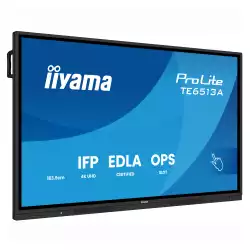 Дисплей IIYAMA TE6513A-B2AG, 64.5 inch IPS panel, Google EDLA, AG, 3840x2160, 500cd/m2, 1200:1, 8ms, PureTouch-IR, Android 14, iiWare 21E, Quick Radial Menu, 2x HDMI, DP, 2x USB-C, LAN, 4x USB, RS232C, HDMI out, Speakers, WiFi, BT, Octa Core, 24/7, Black
