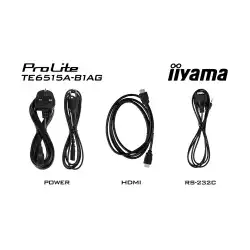 Дисплей IIYAMA TE6515A-B1AG, 64.5" IPS panel, Google EDLA, AG, UHD 3840x2160, 550cd/m2, 1200:1, 8ms, DeepContrast-IR+, 2x HDMI, DP, USB-C, RS232c, 2x LAN, 3x USB, USB-C out, HDMI out, Mic, Speakers, OPS slot, Android 14, iiWare 21E, Octa Core, 16GB, 128GB, WiFi, BT, Sensors, Black