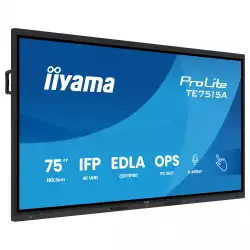Дисплей IIYAMA TE7515A-B1AG, 74.5" IPS panel, Google EDLA, AG, UHD 3840x2160, 550cd/m2, 1200:1, 8ms, DeepContrast-IR+, 2x HDMI, DP, USB-C, RS232c, 2x LAN, 3x USB, USB-C out, HDMI out, Mic, Speakers, OPS slot, Android 14, iiWare 21E, Octa Core, 16GB, 128GB, WiFi, BT, Sensors, Black