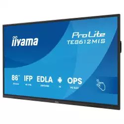 Дисплей IIYAMA TE8612MIS-B4AG, 85.6" IPS panel, Google EDLA, AG, UHD 3840 x 2160, 400cd/m2, 1200:1, 6.5ms, PureTouch- IR, VGA, 2x HDMI, DP, 2x USB-C, RS232c, 2x LAN, 4x USB, HDMI out, IR, Speakers, Octa Core, 8GB, 128GB, Android 14, WiFi-6, BT, iiWare 13E, OPS slot, VESA, Black