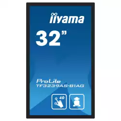 Дисплей IIYAMA TF3239AS-B1AG, 31.5" Open-Frame, IPS panel, AG, FHD 1920x1080, 500cd/m2, 1200:1, 8ms, bonded PCAP, Android 11 OS, A73*4+A53*4, 4GB, 32GB, 24/7, 2x HDMI, DP, RS232, LAN, 2x USB, Speakers, IP65 front, Portrait, Face Up, VESA 200, Black