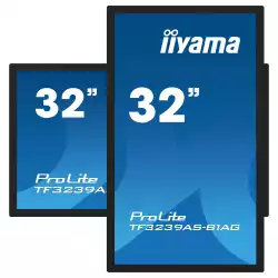 Дисплей IIYAMA TF3239AS-B1AG, 31.5" Open-Frame, IPS panel, AG, FHD 1920x1080, 500cd/m2, 1200:1, 8ms, bonded PCAP, Android 11 OS, A73*4+A53*4, 4GB, 32GB, 24/7, 2x HDMI, DP, RS232, LAN, 2x USB, Speakers, IP65 front, Portrait, Face Up, VESA 200, Black