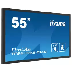 Дисплей IIYAMA TF5539AS-B1AG, 54.6" Open-Frame, IPS panel, AG, UHD 3840x2160, 500cd/m2, 1200:1, 8ms, bonded PCAP, Android 11 OS, A73*4+A53*4, 4GB, 32GB, 24/7, 2x HDMI, DP, RS232, LAN, 2x USB, Speakers, IP65 front, Portrait, Face Up, VESA 400, Black
