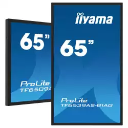 Дисплей IIYAMA TF6539AS-B1AG, 64.5" Open-Frame, IPS panel, AG, UHD 3840x2160, 500cd/m2, 1200:1, 8ms, bonded PCAP, Android 11 OS, A73*4+A53*4, 4GB, 32GB, 24/7, 2x HDMI, DP, RS232, LAN, 2x USB, Speakers, IP65 front, Portrait, Face Up, VESA 400, Black