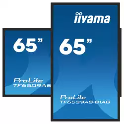 Дисплей IIYAMA TF6539AS-B1AG, 64.5" Open-Frame, IPS panel, AG, UHD 3840x2160, 500cd/m2, 1200:1, 8ms, bonded PCAP, Android 11 OS, A73*4+A53*4, 4GB, 32GB, 24/7, 2x HDMI, DP, RS232, LAN, 2x USB, Speakers, IP65 front, Portrait, Face Up, VESA 400, Black