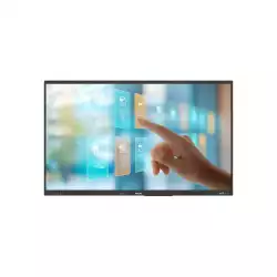 Дисплей Philips 65BDL4252E/00, 65 inch, IPS panel, AG, 0-gap Infrared touch, UHD 3840x2160, 400cd/m2, 1200:1, 8ms, Octa Core 4x A73 + 4x A53, 8GB, 128GB, Android 14, VGA, 3x HDMI, DP, USB-C, 4x USB, LAN, RS232C, HDMI out, OPS, Speakers, 18/7, VESA, Black