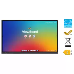 Дисплей ViewSonic IFP6534, 65" TFT DLED panel, AG, Ultra Fine Touch, 16:9, 4K UHD 3840x2160, 8ms, 450cd/m2, 5000:1, Quad- core, 8GB, 128GB storage, VGA, 3x HDMI, DP, RS232, 2x LAN, 2x USB-C, 5x USB-A, HDMI Out, SPDIF, micro SD, Speakers, Android 14 EDLA, OPS slot, VESA, Black