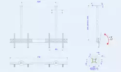 Двойна стойка за таван OMB DOUBLE LIFT, Max 60 inch, Max 50kg per display, Min Distance from Ceiling: 644 mm, Max Distance from Ceiling: 1044 mm, Two SLIM TILT 600 Included, 12° Tilt, Hidden Cables, Black, product code: 06059