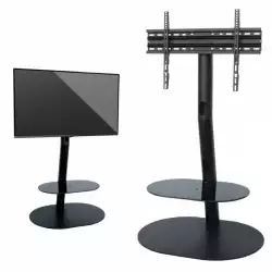 Елегантна мебел за дисплеи тип количка OMB SCEEN TOWER BK 32-55 inch, Max 35kg, Min 100x100, Max 600x400, Height 111 cm, Стъклен черен закален рафт, Hidden Cables, Easy Hanging System, Wheels, Black, product code: H215