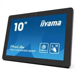 Компютър IIYAMA TW1023ASC-B2P, 10.1", IPS panel, FHD, 16:10, 450cd/m2, 1000:1, 25ms, 10-points PCAP touch, Android 13 OS, Quad-core A55*4, 4GB, 32GB, WIFi, BT, HDMI, 4x USB, LAN, Mic, PoE, Speakers, 24/7, Portrait, Face up, VESA 75, Black