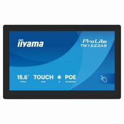 Компютър IIYAMA TW1623AS-B3P, Touch Panel PC, 15.6", IPS panel, FHD 1920x1080, 16:9, 450cd/m2, 1000:1, 30ms, Edge to edge glass, PCAP touch, HDMI, LAN, 3x USB, Speakers, Mic, PoE, Android 13 OS, RK3568, 4GB, 32GB, WiFi, BT, SD card slot, 24/7, Portrait, Face Up, VESA 100, Black