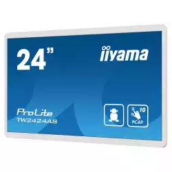 Компютър IIYAMA TW2424AS-W1, 23.8", Touch Panel PC, 10 points Projective capacitive, IPS Panel, AG, 16:9, 1920x1080, 250cd/m2, 1000:1, 14ms, Android 12 with GMS, Rockchip RK3399, 4GB, 32GB, WiFi, BT, 24/7, HDMI, USB-C, 3x USB, LAN, Speakers, Portrait, Face up, VESA 100, White
