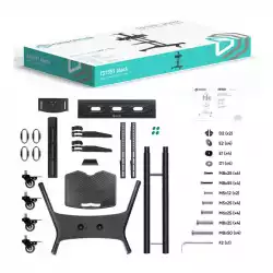 Мобилна стойка за под ONKRON TS1551-B for 40" - 70" displays, max 46kg, Height adjustable columns, AV shelves, Lockable wheels, Black