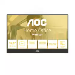 Монитор AOC 16T20E2, 15.6 inch portable monitor, IPS panel, AG, FHD 1920x1080, 250cd/m2, 1000:1, 50M:1, 60Hz, 4ms, Low Blue Ligh, Flicker-Free, mini HDMI, USB-C, Speaker, Magnetic cover with Stand, VESA, Black Монитор AOC 16T20E2, 15.6 inch portable monitor, IPS panel, AG, FHD 1920x1080, 250cd/m2, 1000:1, 50M:1, 60Hz, 4ms, Low Blue Ligh, Flicker-Free, mini HDMI, USB-C, Speaker, Magnetic cover with Stand, VESA, Black