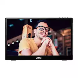 Монитор AOC 16T3EA, 15.6" portable monitor, IPS panel, FHD 1920x1080, 16:9, 250cd/m2, 700:1, 50M:1, 60Hz, 4ms, Autopivot feature, Flicker-Free, USB-C, PD up to 15W, Audio out, Tilt, Pivot, VESA, Black