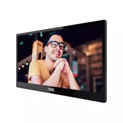 Монитор AOC 16T3EA, 15.6" portable monitor, IPS panel, FHD 1920x1080, 16:9, 250cd/m2, 700:1, 50M:1, 60Hz, 4ms, Autopivot feature, Flicker-Free, USB-C, PD up to 15W, Audio out, Tilt, Pivot, VESA, Black