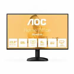 Монитор AOC 24B31H, 23.8" IPS WLED panel, Anti-Glare, 16:9, FHD 1920x1080, 1ms, 120Hz, 300cd/m2, 1500:1, 20M:1, Flicker Free, Low Blue Light, Adaptive Sync, VGA, HDMI, Ultra narrow, Tilt, VESA 100, Black