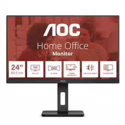 Монитор AOC 24E3QAF, 24" WLED IPS Panel, AG, FHD 1920x1080, 16:9, 4ms, 75Hz, 300 cd/m2, 1000:1, 20M:1, 3-sided frameless, 3H, HDR Mode, Low Blue Light, Flicker-Free, SmartImage, Adaptive Sync, DisplayPort, VGA, HDMI, Audio In / Out, Speakers, Tilt, HAS, Swivel, Pivot, VESA 100, Black