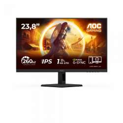 Монитор AOC 24G4ZRE, 23.8 inch, Gaming monitor, Fast IPS panel, AG, 16:9, FHD 1920 x 1080, 0.3ms, 260Hz, 300cd/m2, 1000:1, HDR 10, Adaptive Sync, Flicker Free, G-SYNC Compatible, 2x HDMI, DisplayPort, Audio Out, Tilt, VESA 100, Black                          