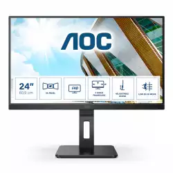 Монитор AOC 24P2QM 24 inch, WLED VA Panel, 3-sided frameless, Anti Glare, 16:9, 1920x1080, 300 cd/m2, 3000:1, 20M:1, 4ms, HDMI, VGA, DVI, DisplayPort, 4x USB, Flicker-free, Low blue light, Tilt, Swivel, HAS, Pivot, Speakers, VESA, Black