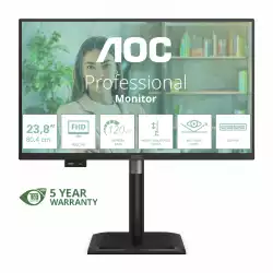 Монитор AOC 24P4U, 23.8", IPS panel, AG, 16:9, 300cd/m2, 1500:1, 4ms, 120Hz, Anti Blue Light, Flicker Free, Adaptive Sync, VGA, HDMI, DP, 4x USB, Audio out, Speakers, HAS, Swivel, Tilt, Pivot, VESA 100, Energy class C, Black
