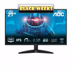 Монитор AOC 27B36X, 27" IPS WLED panel, Anti-Glare, 16:9, FHD 1920x1080, 144Hz, 0.5ms, 300cd/m2, 1500:1, HDR 10, Flicker Free, Low Blue Light, Adaptive Sync, HDMI, DisplayPort, Audio out, Tilt, VESA 100, Black                          