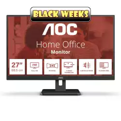 Монитор AOC 27E3UM, 27 inch VA Panel, 1920x1080, 16:9, 4ms, 300 cd/m2, 3000:1, 20M:1, Anti Glare, 3H, 3-sided frameless, Flicker-free, Low blue light, Adaptive Sync, VGA, 2x HDMI, 2x DisplayPort, 2x USB 3.2, 2x USB Out, Speakers, Tilt, VESA 100, Black                          