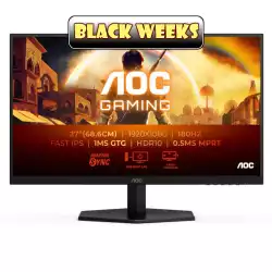 Монитор AOC 27G42E, 27", Gaming monitor, Fast IPS panel, AG, 16:9, FHD 1920x1080, 0.5ms, 180Hz, 300cd/m2, 1000:1, HDR 10, Adaptive Sync, Flicker Free, Low Blue Light , HDMI, DisplayPort, Audio Out, Tilt, VESA 100, Black                          