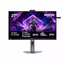 Монитор AOC AG276QSG2, 27 inch Fast IPS, AG, QHD 2560x1440, 450cd/m2, 1000:1, 360Hz, 0.3ms, G-SYNC Compatible, HDR 10, Anti Blue Light, 3x HDMI, DP, 3x USB, Speakers, Audio out, HAS, Swivel, Tilt, Pivot, VESA, Black