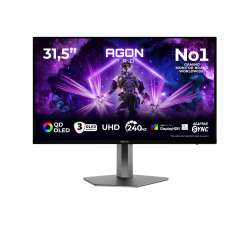 Монитор AOC AG326UZD2, 31.5 AGON Pro Gaming monitor, QD OLED panel, UHD 3840x2160, 450cd/m2, 1.5M:1, 240Hz, 0.03ms, HDR True Black 500, G-SYNC compatible, PiP+PbP, KVM, 2x HDMI, DP, 2x USB, HAS, Swivel, Tilt, Pivot, Black/Silver