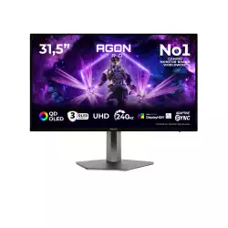 Монитор AOC AG326UZD2, 31.5 AGON Pro Gaming monitor, QD OLED panel, UHD 3840x2160, 450cd/m2, 1.5M:1, 240Hz, 0.03ms, HDR True Black 500, G-SYNC compatible, PiP+PbP, KVM, 2x HDMI, DP, 2x USB, HAS, Swivel, Tilt, Pivot, Black/Silver