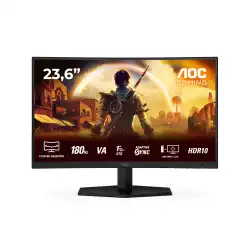 Монитор AOC C24G42E, 23.6" Gaming monitor, Curved VA panel, AG, 16:9, FHD 1920x1080, 250 cd/m2, 3000:1, 0.5ms, 180Hz, Adaptive Sync, Low Blue Light, Flicker Free, 2x HDMI, DisplayPort, Audio out, Speakers, Tilt, VESA 100, Black