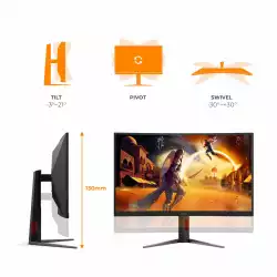 Монитор AOC C27G4Z2, 27 inch, Gaming monitor, Curved Fast VA panel, AG, FHD 1920x1080, 0.3ms, 260Hz, 300cd/m2, 3000:1, Adaptive Sync, HDR10, 2x HDMI, DP, Audio Out, HAS, Swivel, Tilt, VESA 100, Black