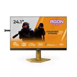 Монитор AOC CS24A, 24.1 inch Ultra-Fast TN eSports, AG, FHD 1920x1080, 500cd/m2, 1000:1, 610Hz, 0.3ms, G-SYNC Compatible, HDR400, 2x HDMI, DP, 4x USB, Audio out, HAS, Swivel, Tilt, Pivot, VESA, Black/Gold