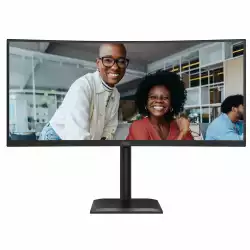 Монитор AOC CU34E4CV, 34" VA panel, AG, Curved 1500R, WQHD 3440x1440, 21:9, 120Hz, 4ms, 350 cd/m2, 3500:1, 20M:1, HDR 10, KVM, PbP, PiP, USB-C Docking, 2x HDMI, DP, USB-C, 4x USB, LAN, Audio out, HAS, Swivel, Tilt, VESA 100, Black